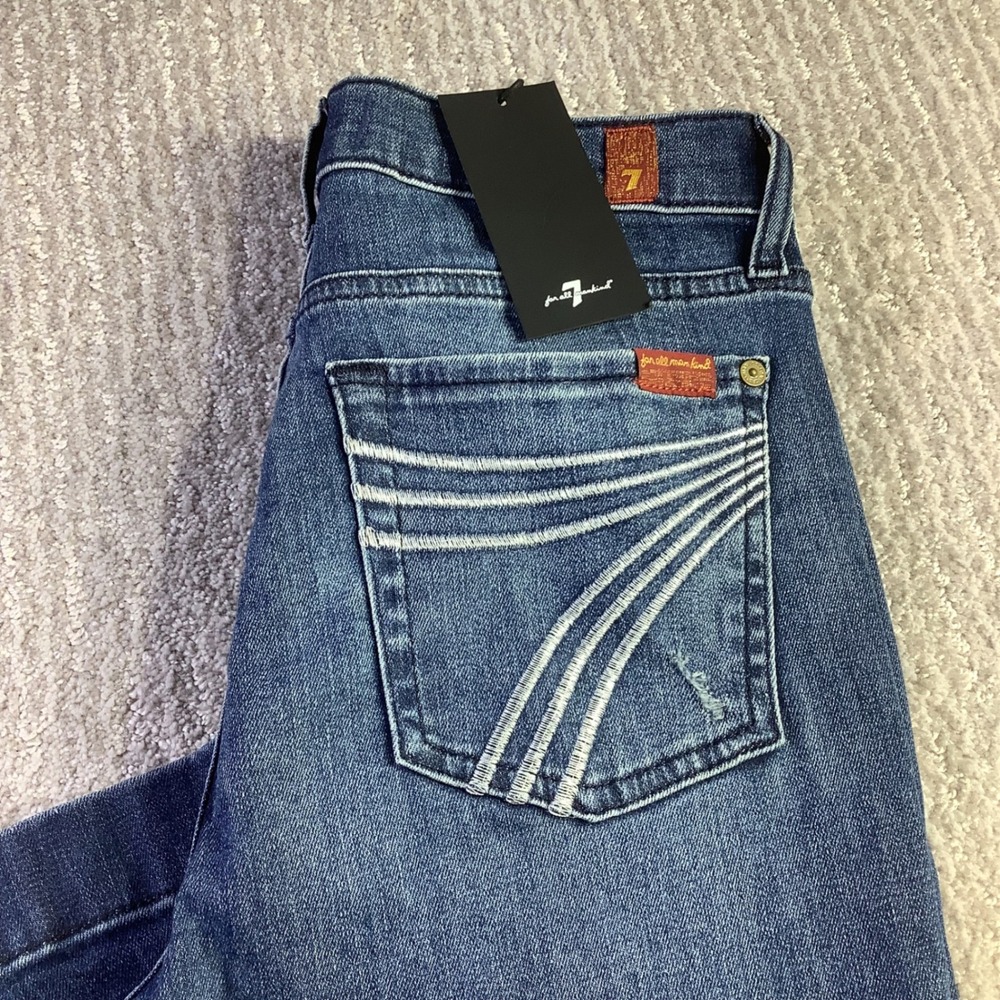 7 For All Mankind Dojo Slim Illusion Lake Blue Wide Leg Flare Jeans Size 27 NWT